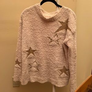 Women’s used off white teddy bear with gold stars by Item & thread size small